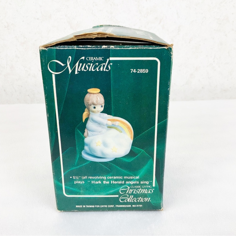 Vintage Zayre Corp Taiwan Hark The Harold Angels Sing Rotating Music Box Rainbow - Picture 9 of 11